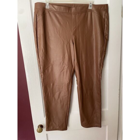 NWT J Jill Faux Leather Pants‎ Hickory Lined With Soft Fabric Size 3X Plus Size - Picture 1 of 4